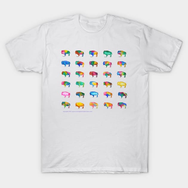 Multicolored Watercolor Buffalo Bison T-Shirt by CunninghamWatercolors